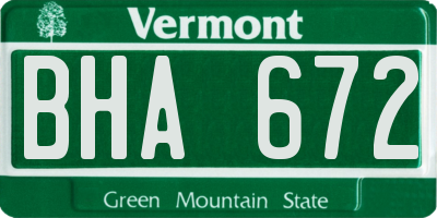 VT license plate BHA672