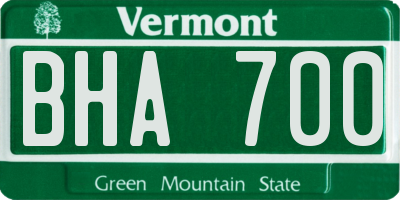 VT license plate BHA700