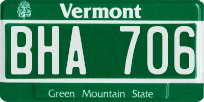 VT license plate BHA706