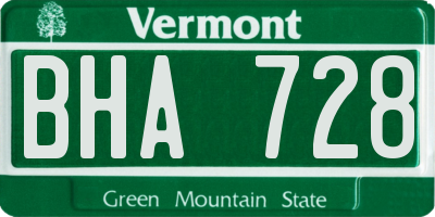 VT license plate BHA728
