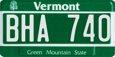 VT license plate BHA740