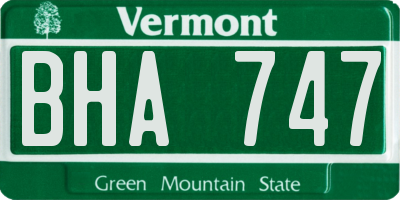 VT license plate BHA747