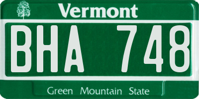 VT license plate BHA748