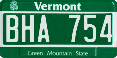VT license plate BHA754