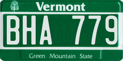 VT license plate BHA779