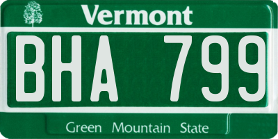 VT license plate BHA799