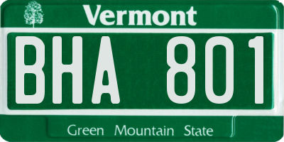 VT license plate BHA801