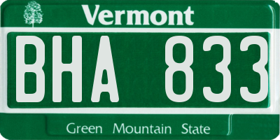 VT license plate BHA833