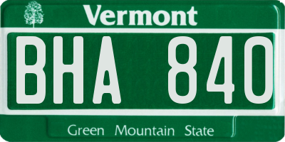 VT license plate BHA840