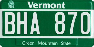 VT license plate BHA870