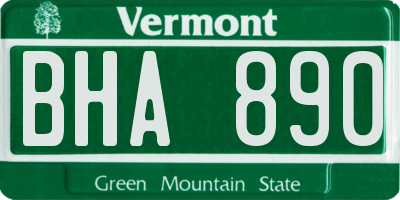 VT license plate BHA890