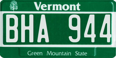 VT license plate BHA944