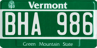 VT license plate BHA986
