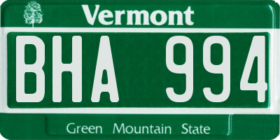 VT license plate BHA994