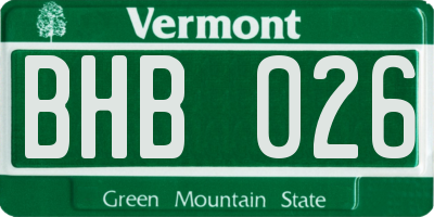 VT license plate BHB026