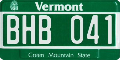 VT license plate BHB041