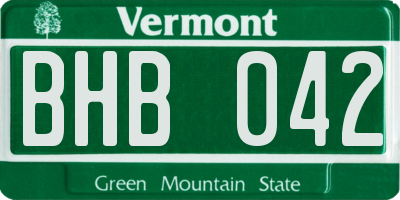VT license plate BHB042