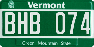 VT license plate BHB074