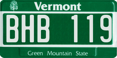 VT license plate BHB119