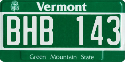 VT license plate BHB143