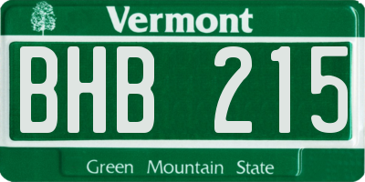 VT license plate BHB215