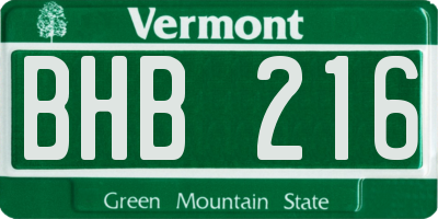 VT license plate BHB216