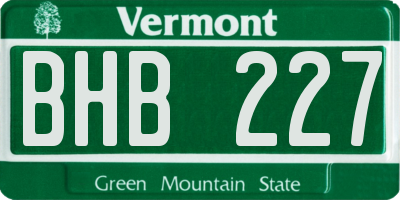 VT license plate BHB227