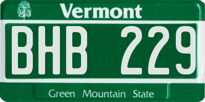 VT license plate BHB229