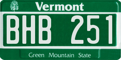 VT license plate BHB251