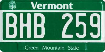VT license plate BHB259