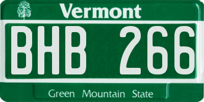 VT license plate BHB266