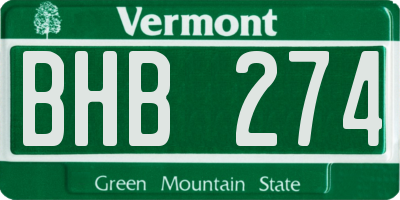 VT license plate BHB274