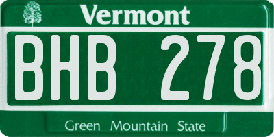 VT license plate BHB278