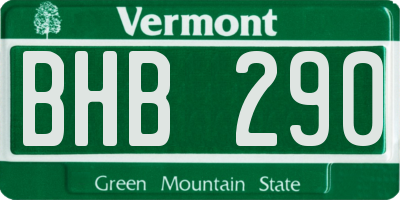 VT license plate BHB290