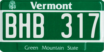 VT license plate BHB317