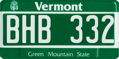 VT license plate BHB332