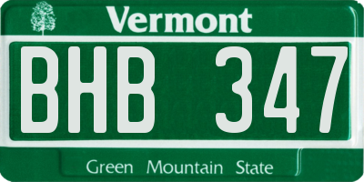 VT license plate BHB347