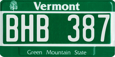 VT license plate BHB387