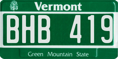 VT license plate BHB419