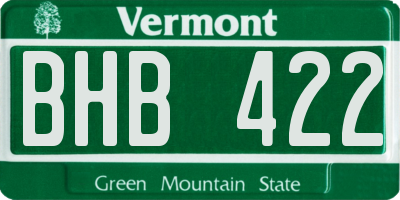 VT license plate BHB422