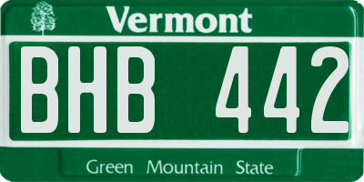 VT license plate BHB442