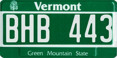 VT license plate BHB443