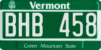 VT license plate BHB458