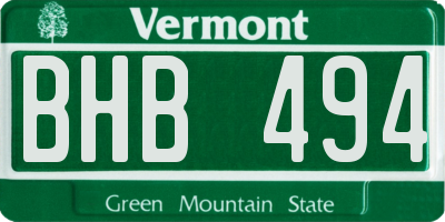 VT license plate BHB494