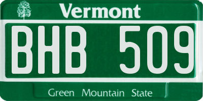 VT license plate BHB509