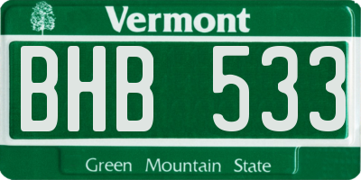 VT license plate BHB533