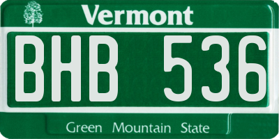 VT license plate BHB536