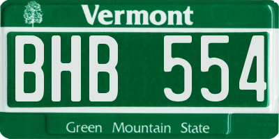 VT license plate BHB554