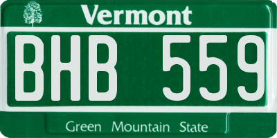 VT license plate BHB559