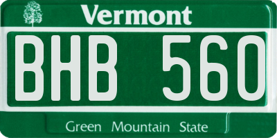 VT license plate BHB560